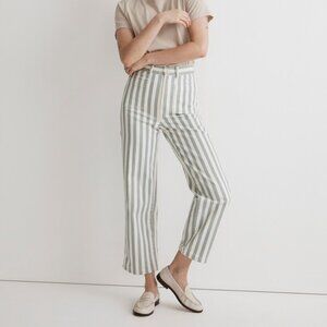 Madewell Emmett 2.0 Wide-Leg Crop Pants in Stripe: Patch-Pocket Size 30 Sage